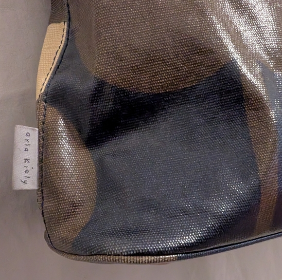 Orla Kiely Coated Canvas Cotton Waxed Purse top handle floral stems leather - Picture 3 of 7